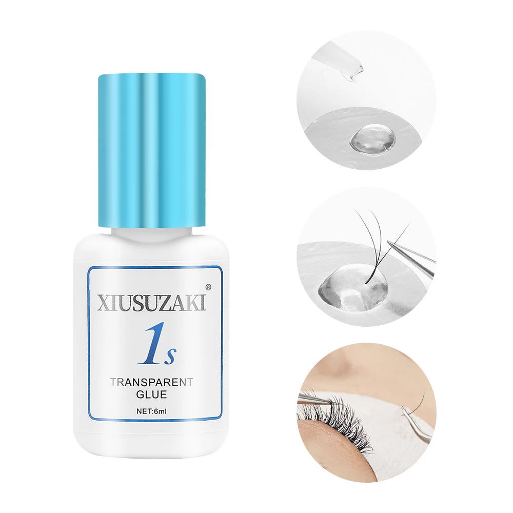 XIUSUZAKI 6ml False Eyelash Extensions Glue 0.5s 1s Fast Drying Black Transparent Lash Adhesive Glue Low Irritation Eyelash Glue