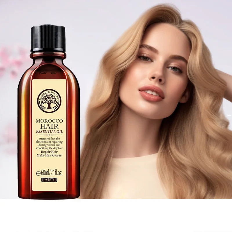 LAIKOU Morocco Hair Essential Argan Essence Oil Moisturizer Brightening Smooth Nourishing Repair Dry Damaged Hair 60ml
