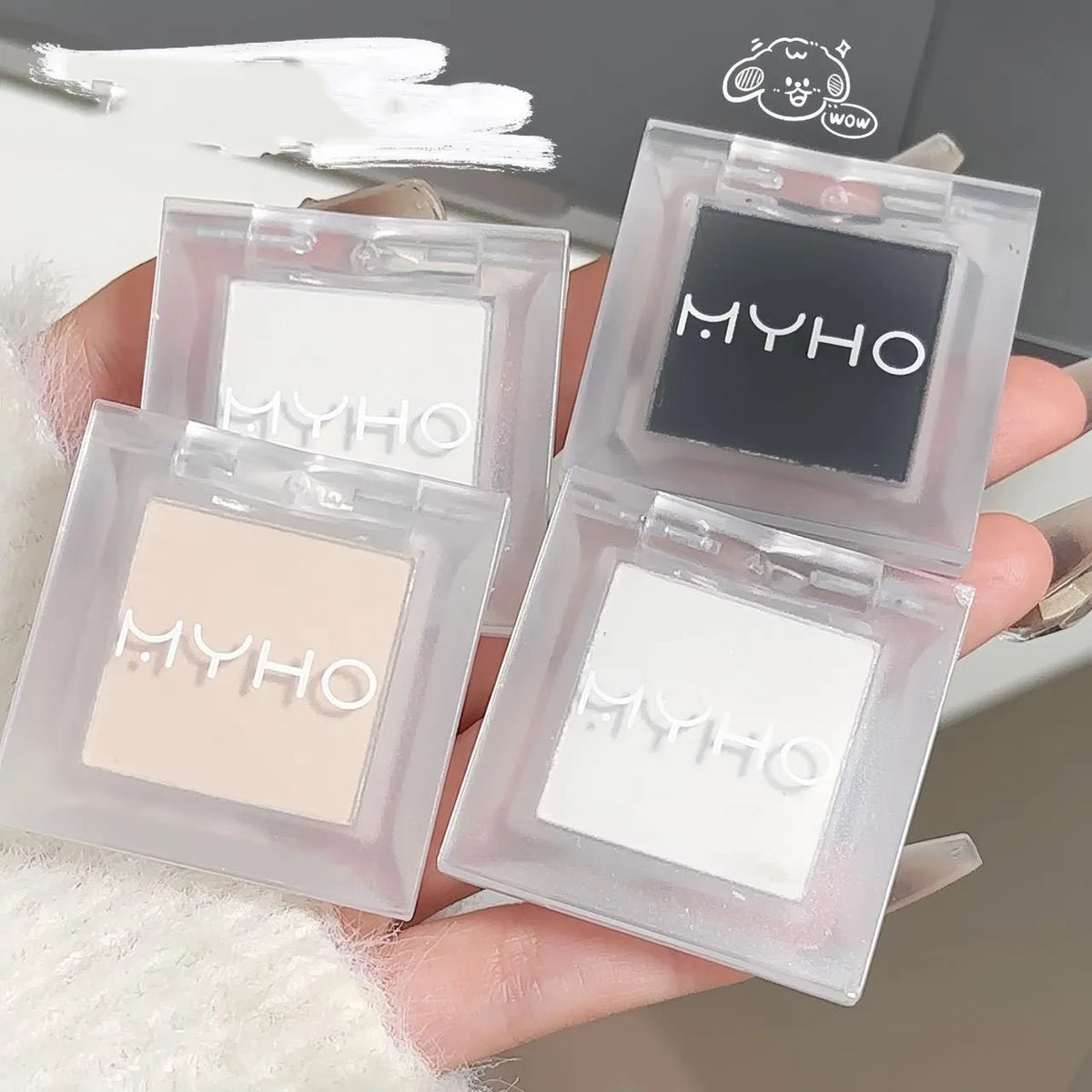 Monochrome Matte White Eyeshadow Makeup Waterproof Lasting Smoky Black Eye Makeup Natural Brighten Eyeshadow Highlighter Palette