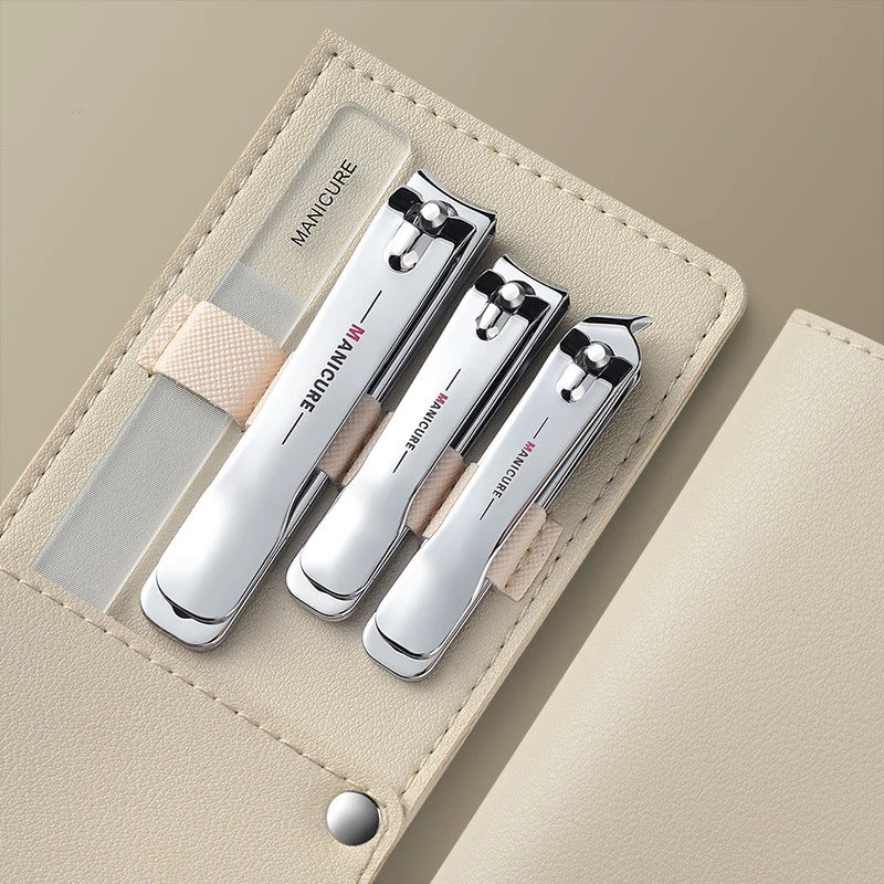 4/10PCS New Nail Clippers set 4 with Rotating Leather Bag Professional Trimmer Pedicure Care Tools Manicure Set Home Care Gift